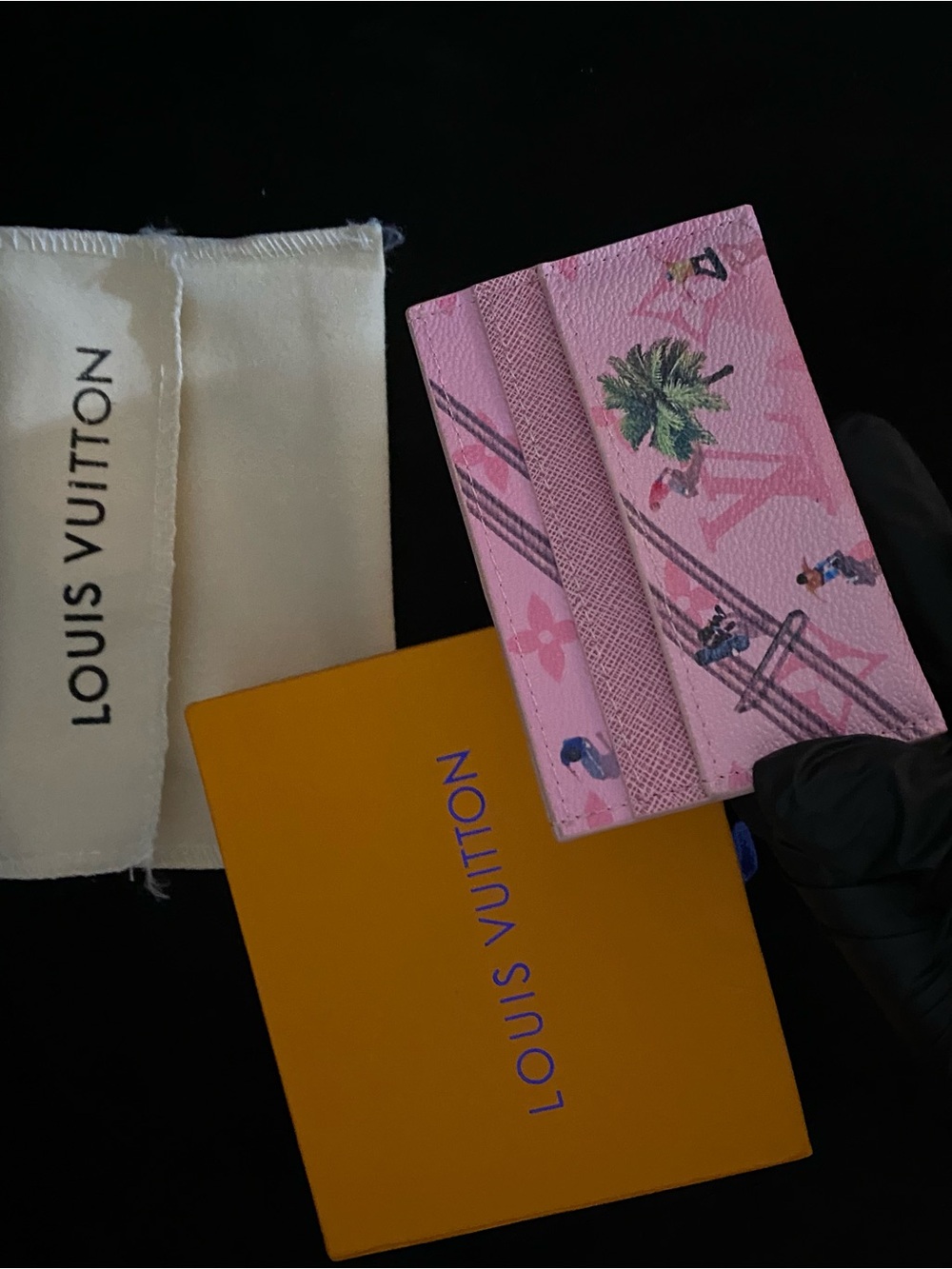 Louis Vuitton Pink Monogram Skateboard Pattern Card Holder